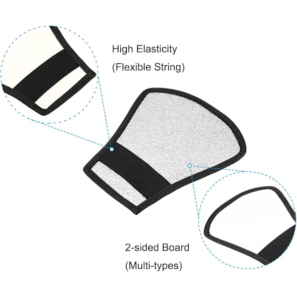 2 st Blixtdiffusorreflektor, 2-sidig Flexibel Böjbar Reflektor med Elastiskt Band för Blixtfotografering Kamera Speed Light, Silver Vit