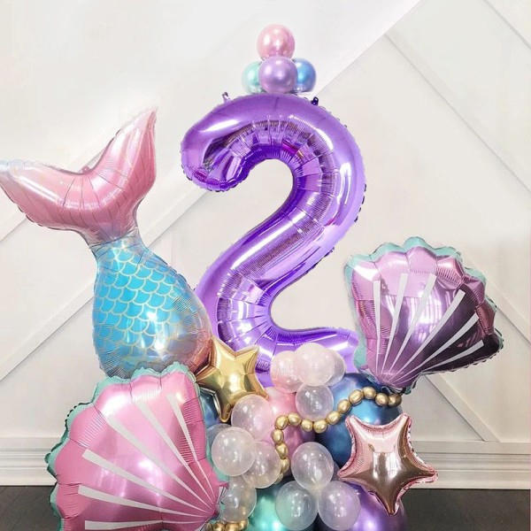 Års Sjöjungfru Ballong Pastell Regnbåge Ballong 5 År Jätte Nummer