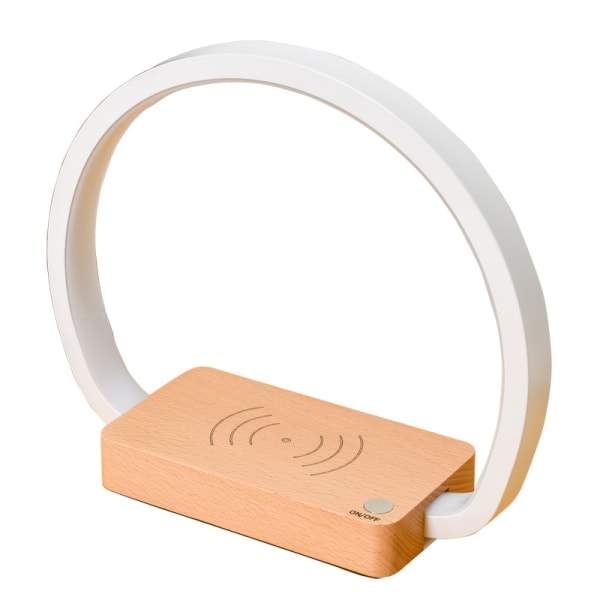 Sengelampe med Trådløs Oplader, Berøringslampe med USB-Port D
