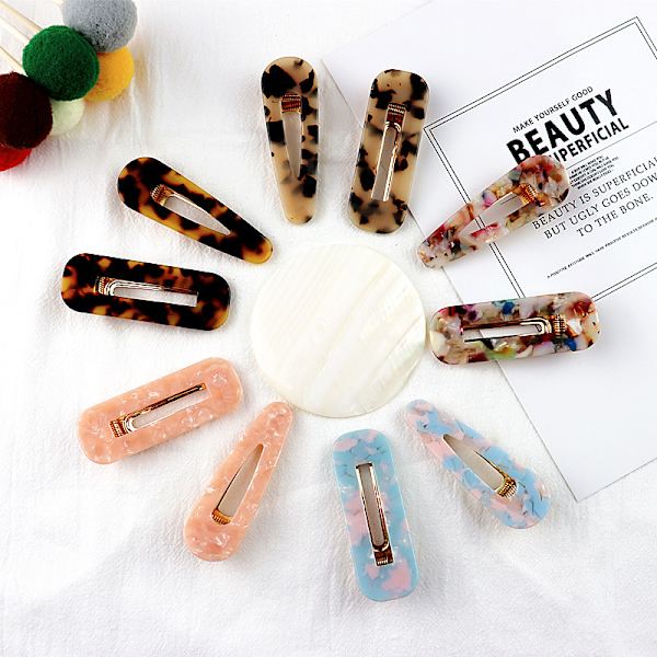 12 st Akryl Resin Barrette Geometriska Krokodil Hårklämmor Färg