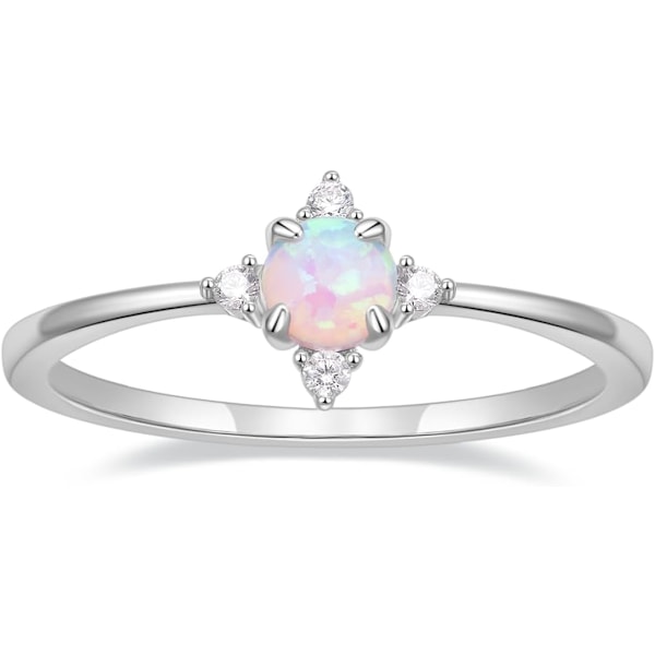 Guldpläterad vigselring för kvinnor, tunn stapelbar ring med opal, cubic zirconia, löfte, förlovningsring