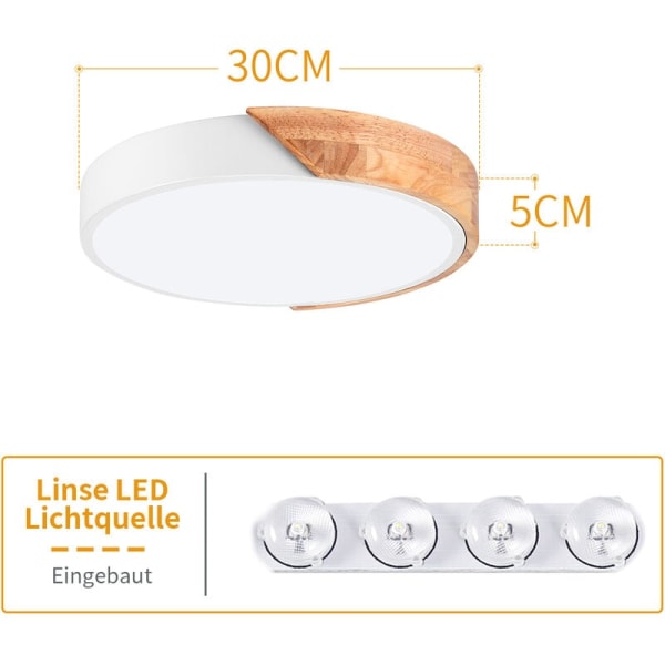 Kul Hvit Moderne Taklys Nordisk Metall Tre LED Rundt Lys