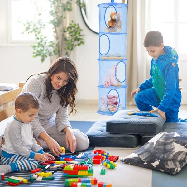 Tier Net Teddy Bear Angage, (Blå, Grå, Gul) 3-pack Vikbar Förvaring