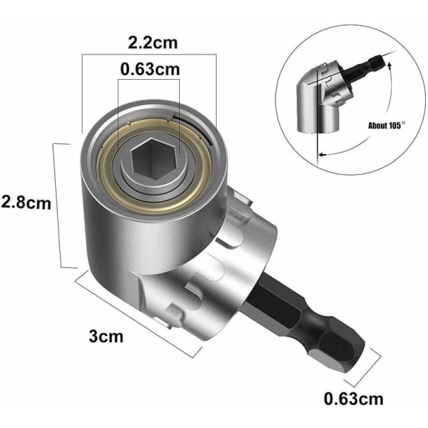105° Vinkelret Stål Skruetrækkerbit med 1/4 Drive Hex Bor