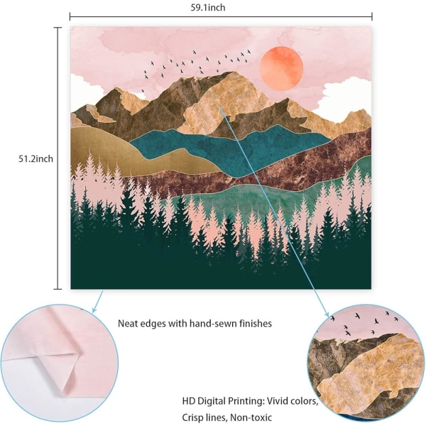 Bjerglandskab Gobelin Skov Træ Gobelin Solnedgang Gobelin Natur Lan