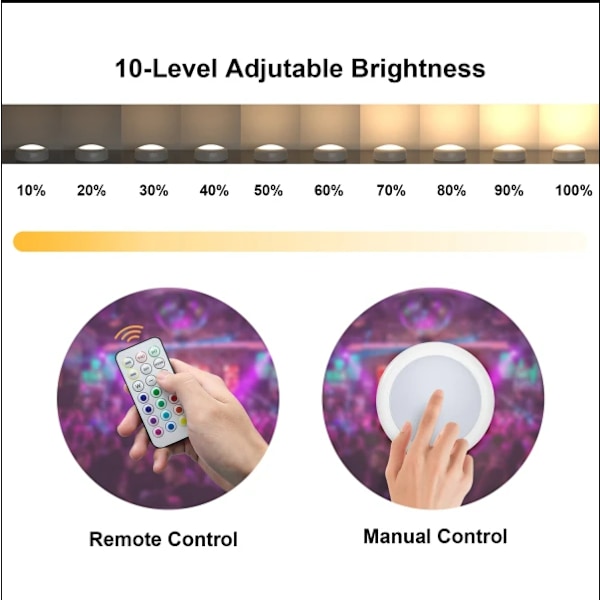6 stk. LED-spots med 2 fjernbetjeninger, flere farver, hvid