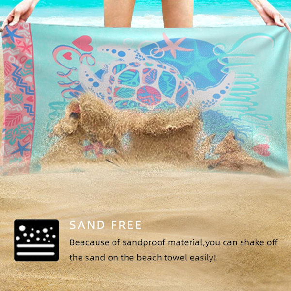 Strandhandduk Mikrofiber 60\"x30\" Lätt Sandfri Absorberande Snabbtorkande Färgglad Sköldpadda Resehanddukar Simbassäng Yoga Gym Camping för Vuxna Kvinnor