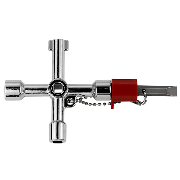 Multifunktionel Nøgle med Bit, Universal Nøgle, 4 i 1 Multifunktionel Krydsnøgle til Gas- og Elektriske Radiatorer, Målerbokse, Vandhaner, Låse
