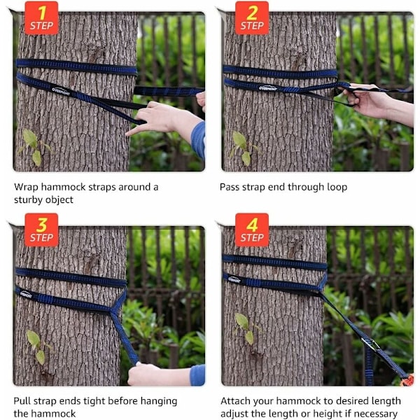 Par Hammockfästningssats, Hängset, Träband med 16 Spännen