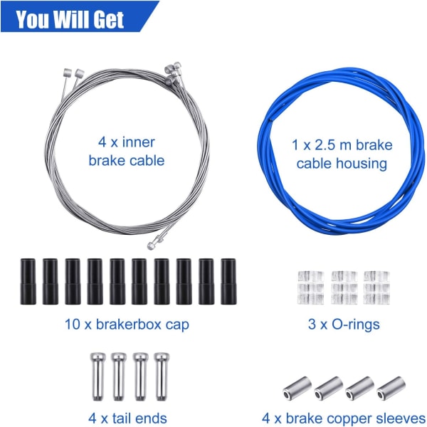 Stykker (Blå) Universal Cykel Indre Bremsekabel Hussæt Bic