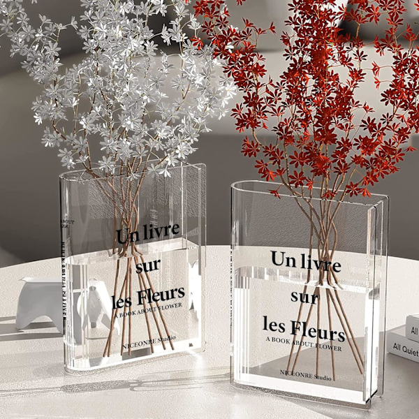 Klar Bokvas, Akryl Transparent Blomvas, Bokformad Vas Blomsterarrangemang Varor för Hotell Heminredning