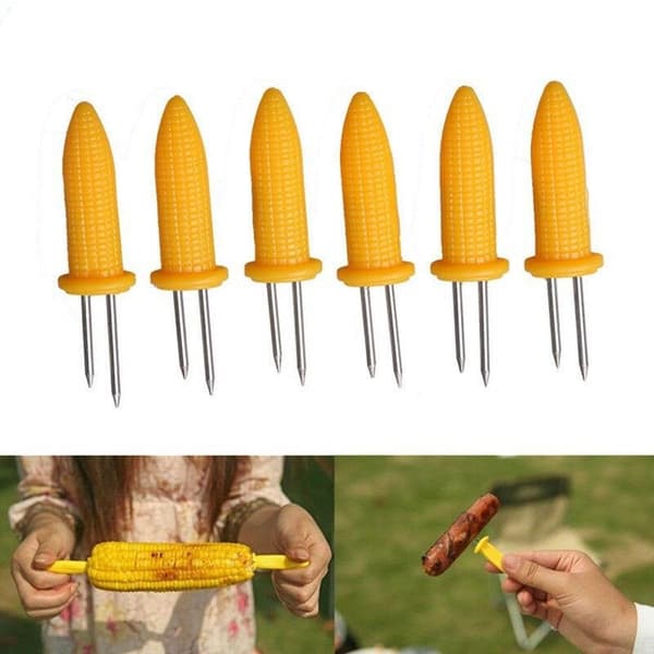 6 stk BBQ Maisspydde Stål Maisspydde Grill Piknik