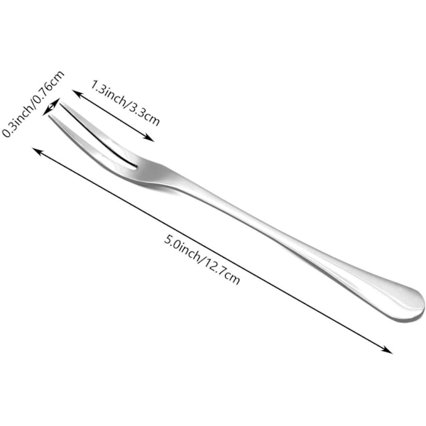 Sett med 10, Krabbe Gaffler i Rustfritt Stål, Escargot Gaffel 2-tind Smaksprøver Appetittgafler Bærbare Cocktail Salat Fruktgafler for Festreise, 12,7 cm