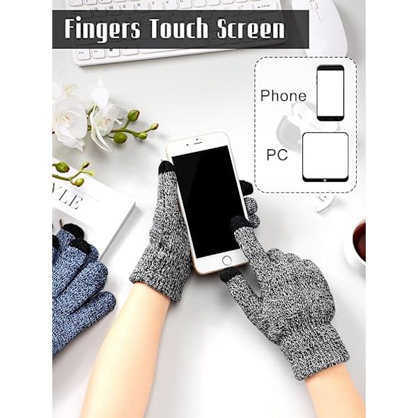 3 Par Touchscreen-Hanske, Fleecefôret, Vindtett, Elastisk, S