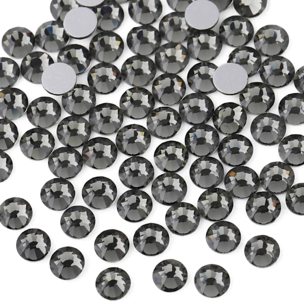 Litteät takapuoliset kristalliriipukset, pyöreät helmet kynsi- ja käsityöliimaan kiinnitettäväksi, musta timantti, 4 mm