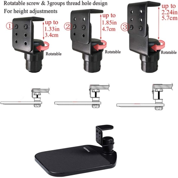 Roterbar (sort) Ergonomisk skrivebordsmusemåtte Ergonomisk armbånd