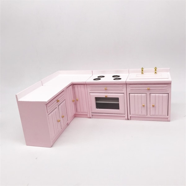 Pink skabsmodel, 1:12 mini dukkehus, playstation, vaskantal