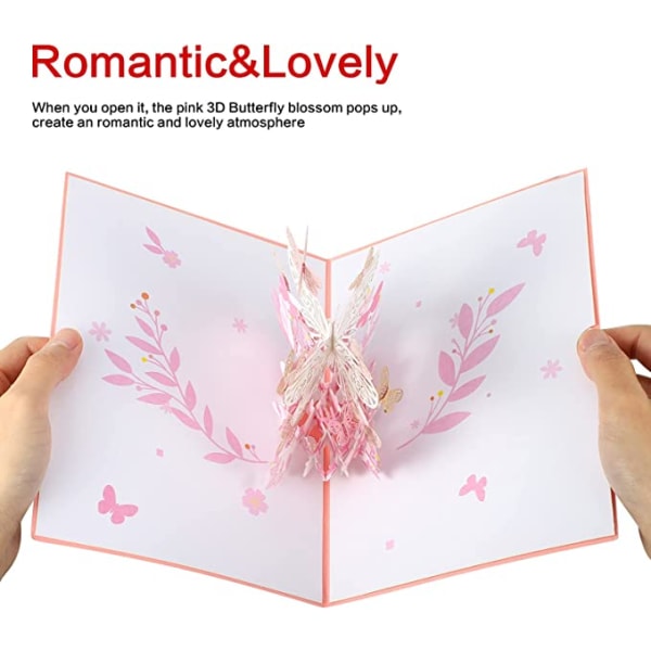 3D Pop Up gratulationskort Butterfly Flower Christmas Card Bukett