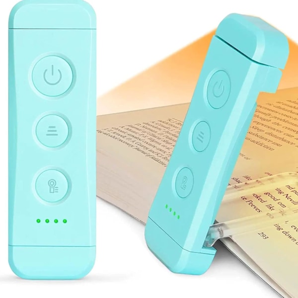 Genopladelig boglampe til læsning i sengen, bærbar clip-on LED læselampe, 4 temperaturfarver & 3 lysstyrker dæmpbar, læselamper til bøger