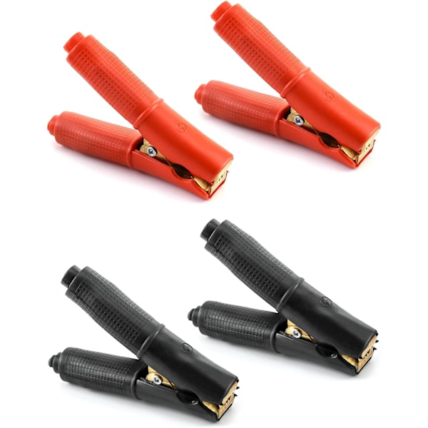 4-pakke 100A Rene Kobber Alligator Klemmer (2 stk Svarte 2 stk Røde), Ba