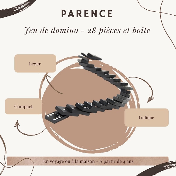 PARENCE: Perinteinen dominopeli - 28 osaa plus puinen laatikko ja