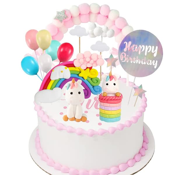 27 stk. kagepynt, 3D enhjørning statue cupcake pynt, cupcake