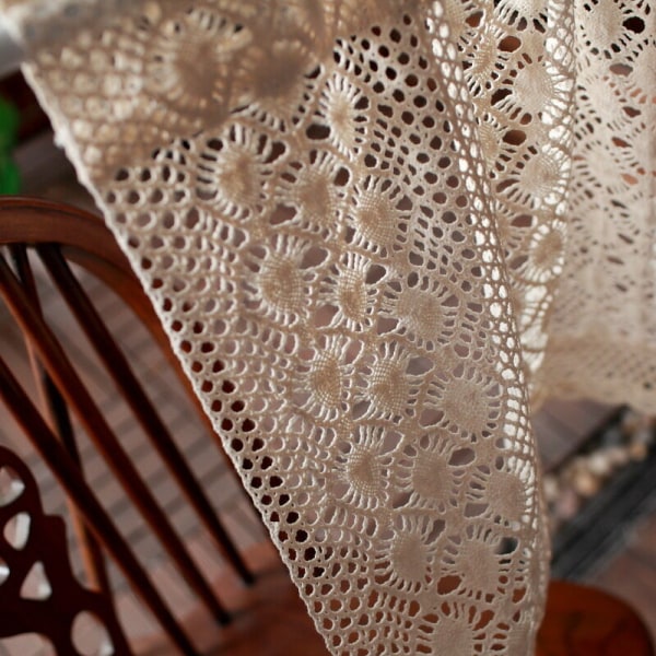 1 Stykke, Beige Vintage Gennemsigtig Blonder Kryds-Kryds Gardin B x H 100x60