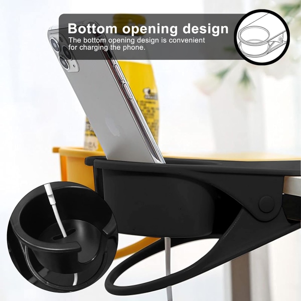 (Svart) Klipskoppholder Drikkekoppholder Skrivebord Sideklips Bot