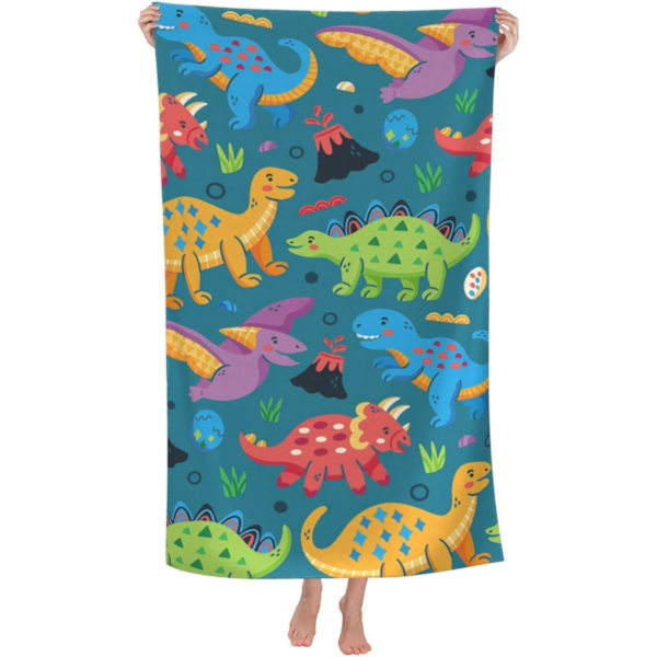 27,5\"x 59\" Dinosaurie Strandhanddukar för Pojkar Barn Strandhanddukar Bulk Småbarn Strandhanddukar för Resor Pool Personliga Strandhanddukar för Barn Mikrofiber Be
