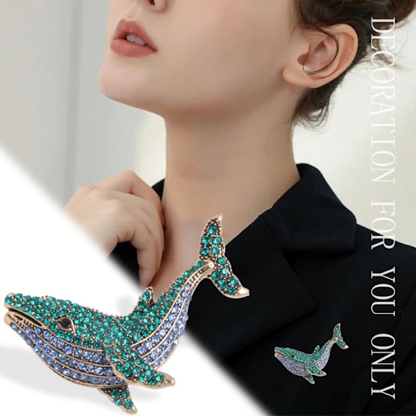 Rhinestone Crystal Dolphin Brosch Pin Fish Sea Animal Brosch för Bröllopsfest Bal Gåva Kavajnål Tillbehör för Sjal