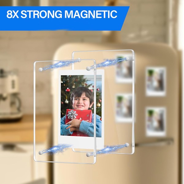 10-pack Akryl Polaroid Kylskåpsmagnet Bilderramar, Genomskinliga Mini Ramar för Direktbilder, 2,36 x 3,54 Tum Magnetisk Instax Ram för Kylskåp