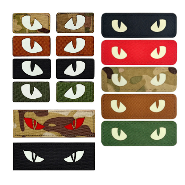 Katteøyne - Selvlysende - Morale Patches Taktisk Patch Militær Kamp Krokfester (Svart - GITD)