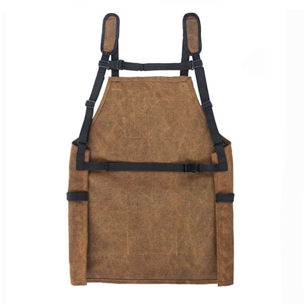Utvidet størrelse: 65 × 66 cm (khaki) Multi-lomme lerret forkle for m