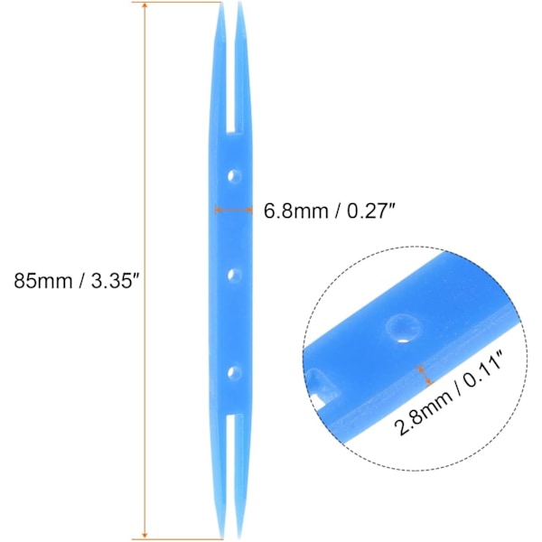 2 stk. Vevstrikke Skyttel 85x6.8x2.8mm Plastskyttler, for Knipling DIY Håndverk Verktøy Strikkekunst Forsyninger, Himmelsblå, Transparent