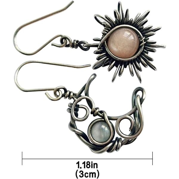 Boho Sol Måne og Stjerner Drop Dingle Øredobber, Bohemske Statement Øredobber for Kvinner Jenter Asymmetrisk Himmelsk Smykkegave