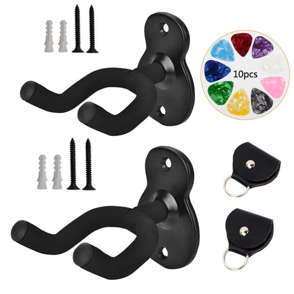 21-dels Metallväggfäste för Gitarr (Skruvar och Pluggar) Set, Justerbar Gitarrremhållare, Gitarrplock för Elbas (Svart)