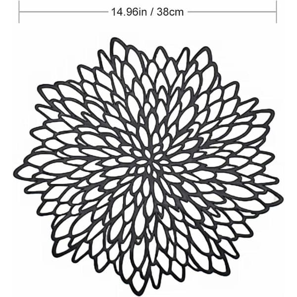 Pieces Sort Bordsplads 38cm, Udhullet Rund Bordsplads, Rund