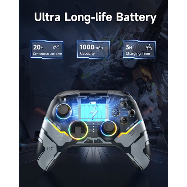 X15 PC-controller - Forbedret trådløs Bluetooth-controller med Hall-joysticks/Hall-aftræk/RGB-belysning - Ingen stick-drift