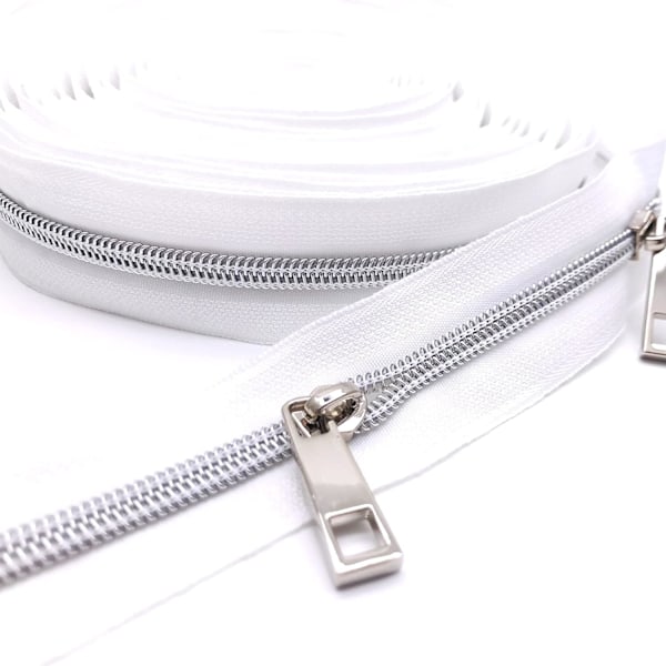 30 stk. #5 Glidelåsdragere Metall Nylon Spiral Glidelåsdrager Bulk Glidelåsskyver Glidelåshode for Veskeveskelaging Håndveskelaging Håndverk Søm Sølv