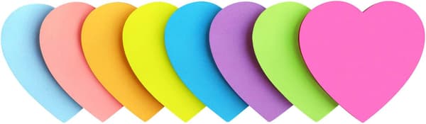 Hjerteformede Sticky Notes 8 Farver Lyse Farverige Sticky Pad 75 Ark/Pad Selvklæbende Noteblokke