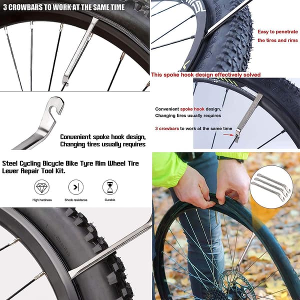 3 st cykel däckjärn, däckjärn, däckjärn, däckreparationssats