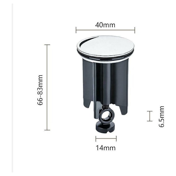 (2 stk) 40 mm universell vaskesluk, avløpslukke, med gummitetning