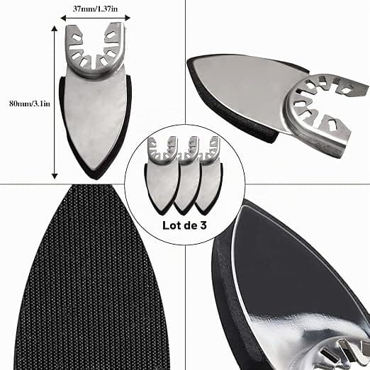 Detta set med 246 delar innehåller en fingerslipplatta, 3 triangulära slipplattor och 240 ark sandpapper.