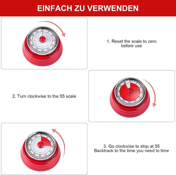 Visuel analog timer, 60-minutters visuel analog timer-værktøj, mekanisk og magnetisk timer, tidsstyring for børn og voksne