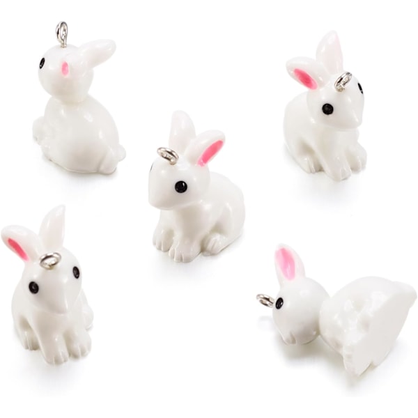 42 kpl Valkoinen Kani Hartsi Riipus Korut Mini Pääsiäiskani Eläin Roikkuva Korut Helmet DIY Korujen Valmistukseen Korvakorut Kaulakorut Avaimenperät Valmistus Ac