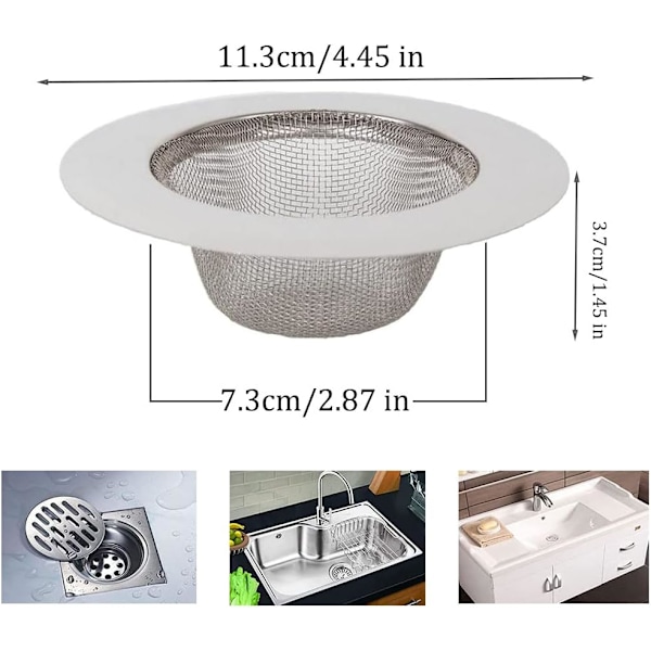 Pieces Afløbssi i rustfrit stål, køkkenvaskfilter, vaskfilter i rustfrit stål, køkkenvasksi, til køkkenvask, badeværelse, håndvask, B