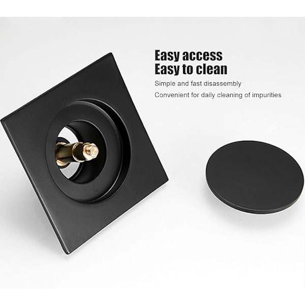 1 stk (Svart) Gulvrist til bad, 10 cm Universal Messing Kvadratisk Pop Up