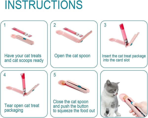 Kat våd godbid dispenser ske, Godbid presse ske, Foder & Vandingsartikler Våd Kattefoder Opbevaring kæledyrsfoder ske (Pink og grøn)