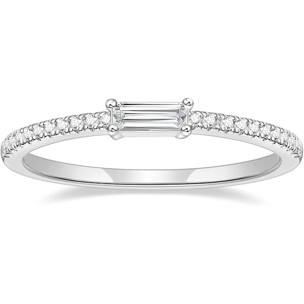 Eternity Ring Baguette Cubic Zirconia Jubileumsring   Pave Vielsesring for Kvinner