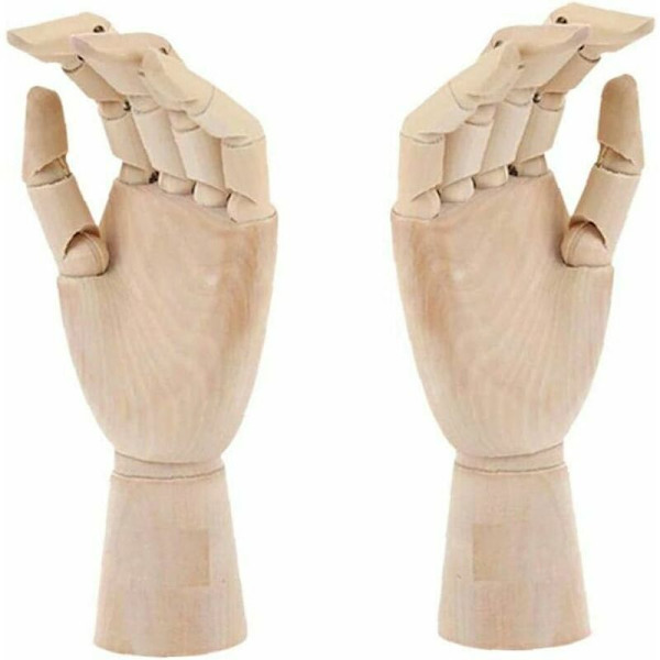 7 tum Trähandmodell (Höger) med Flexibla Fingerleder Rakt